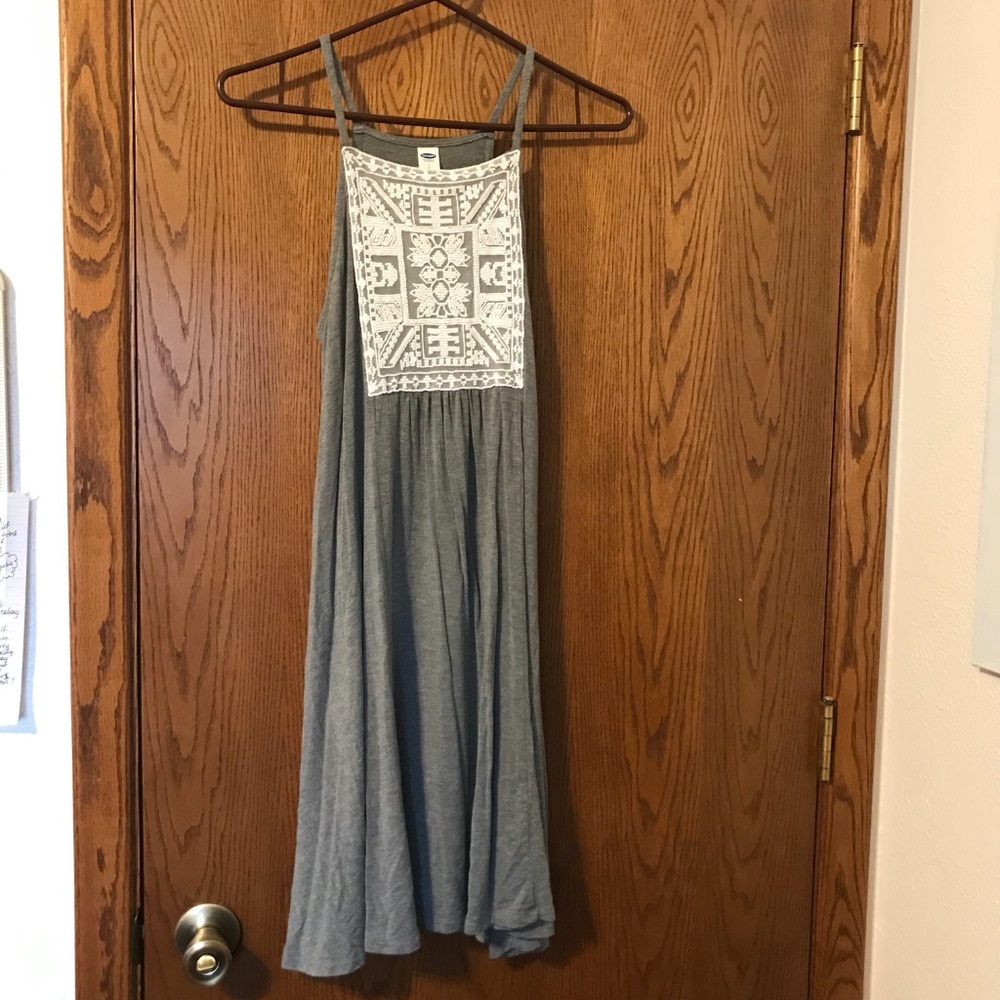 Grey Lace Flowy Dress
